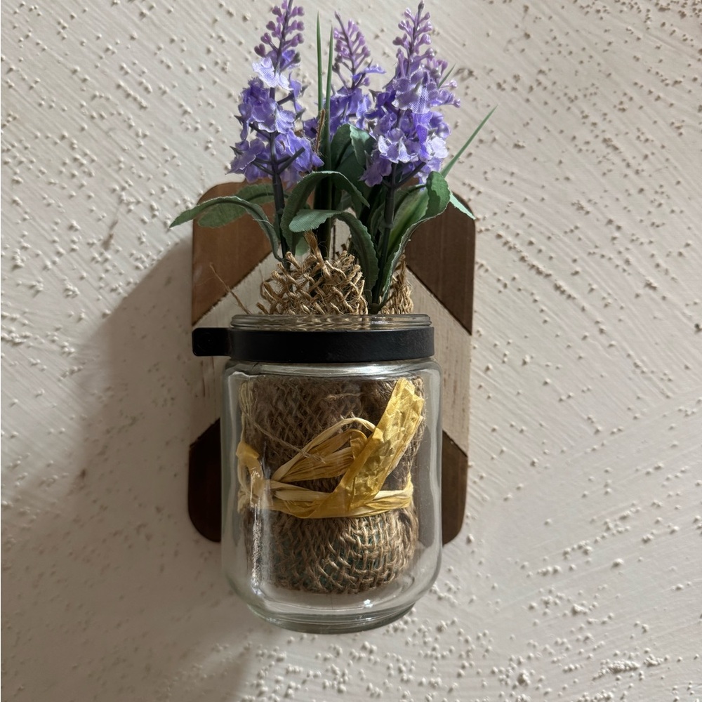 Rustic Wall-Mounted Mason Jar candle or flower holder